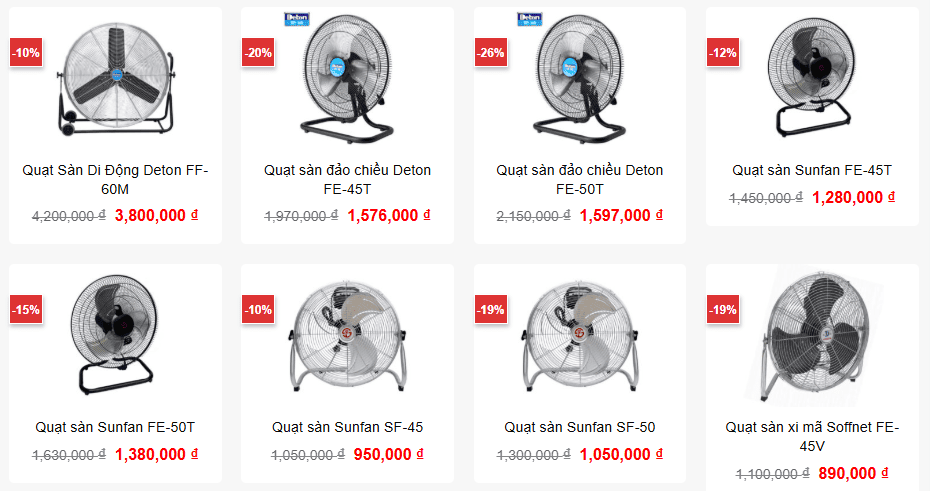 giá tham khảo quạt sàn công nghiệp