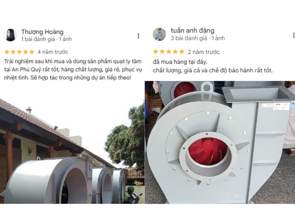 đánh giá của khách hàng về quạt ly tâm