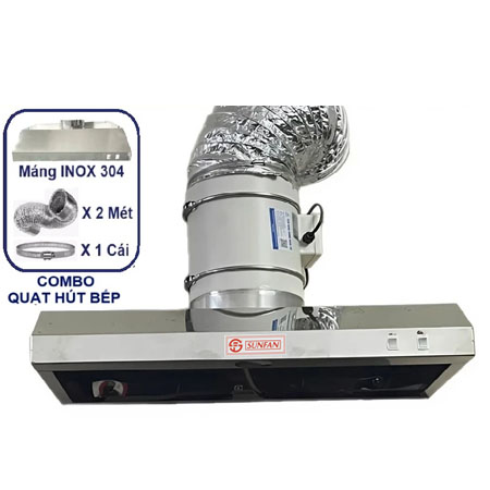 Quạt hút mùi bếp HMB-200P ( Combo quạt và máng hút )