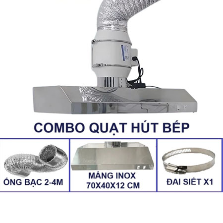 Quạt hút mùi bếp HMB-150P ( Combo quạt và máng hút )
