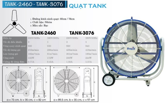 Thông tin quạt công nghiệp di động Dasin