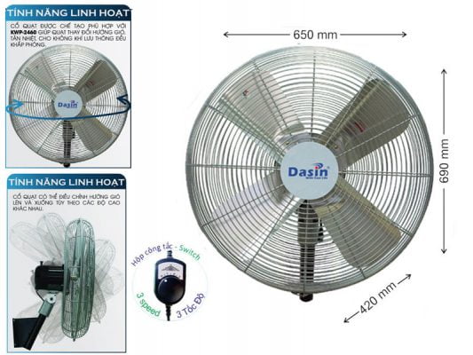 Cung cấp quạt treo tường Dasin KWP 2460 toàn quốc